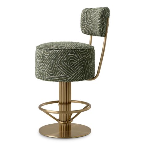 Counter Stool Carleton with back camari green brushed brass finish