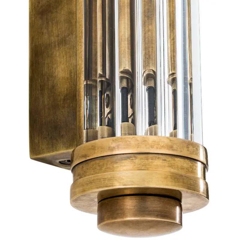 Bronze outdoor light fixture with clear glass cover on a white background