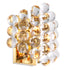 Gold-finished wall lamp with clear glass spheres, designed to provide a warm light.