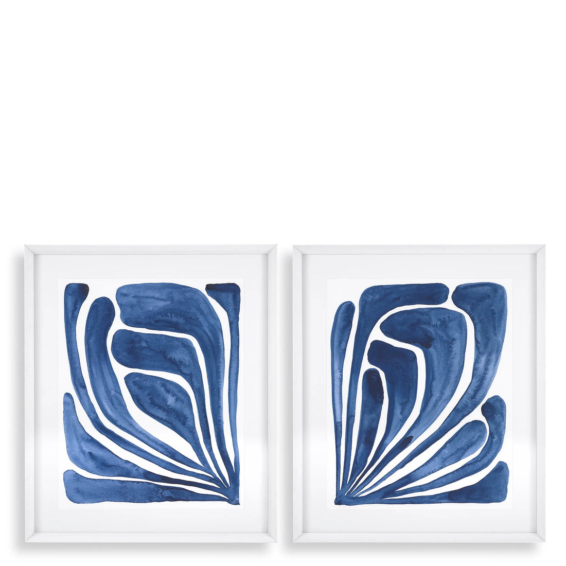 Print Blue stylized leaf set of 2 Eichholtz