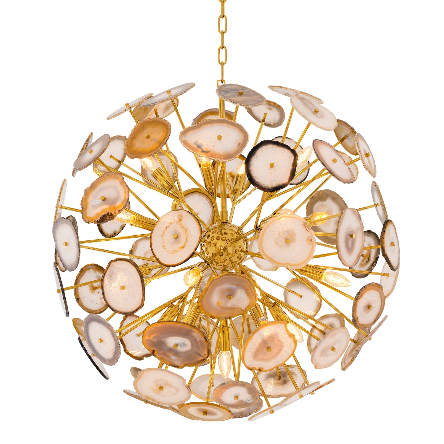 Chandelier Branquinho L gold finish agate pcs