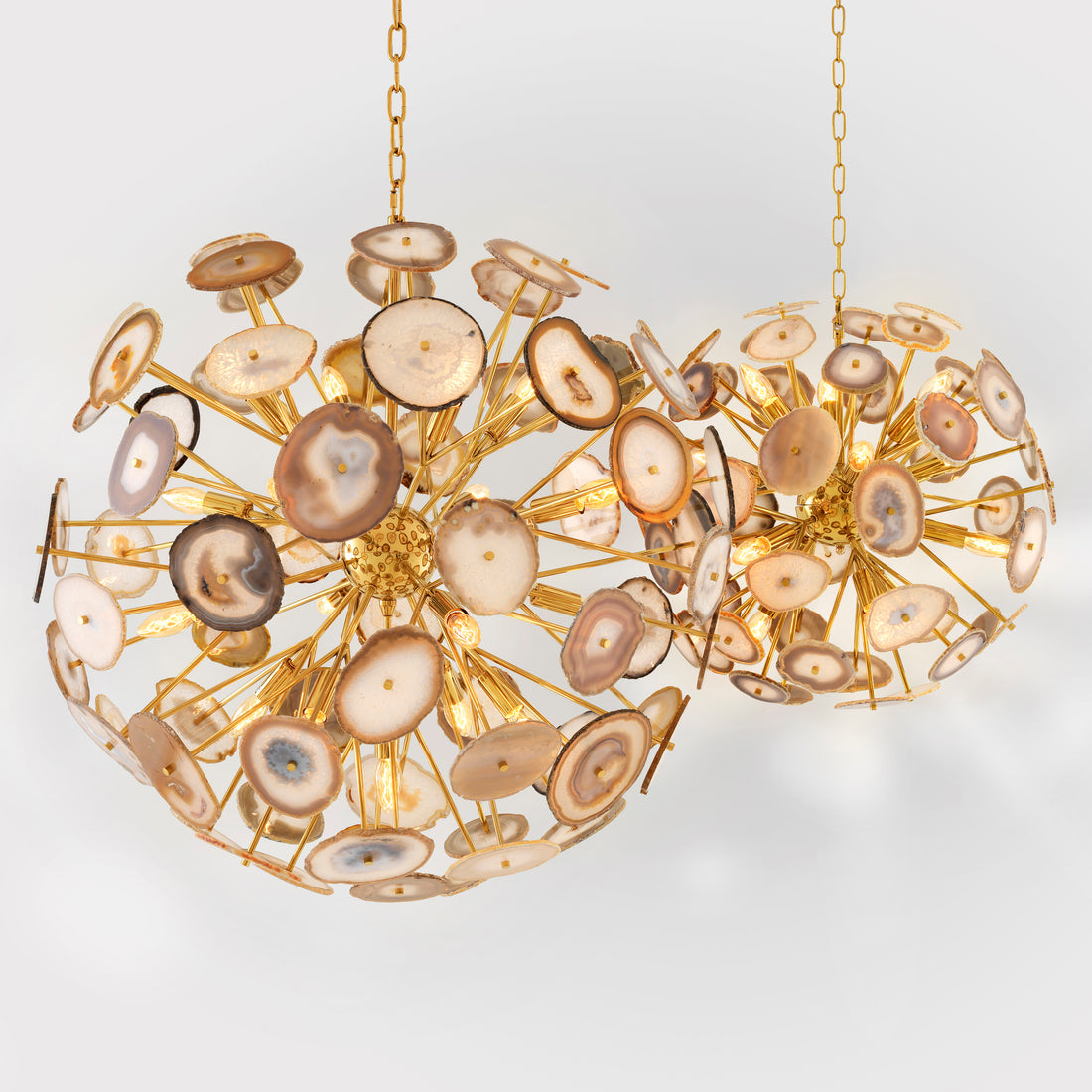 Chandelier Branquinho L gold finish agate pcs