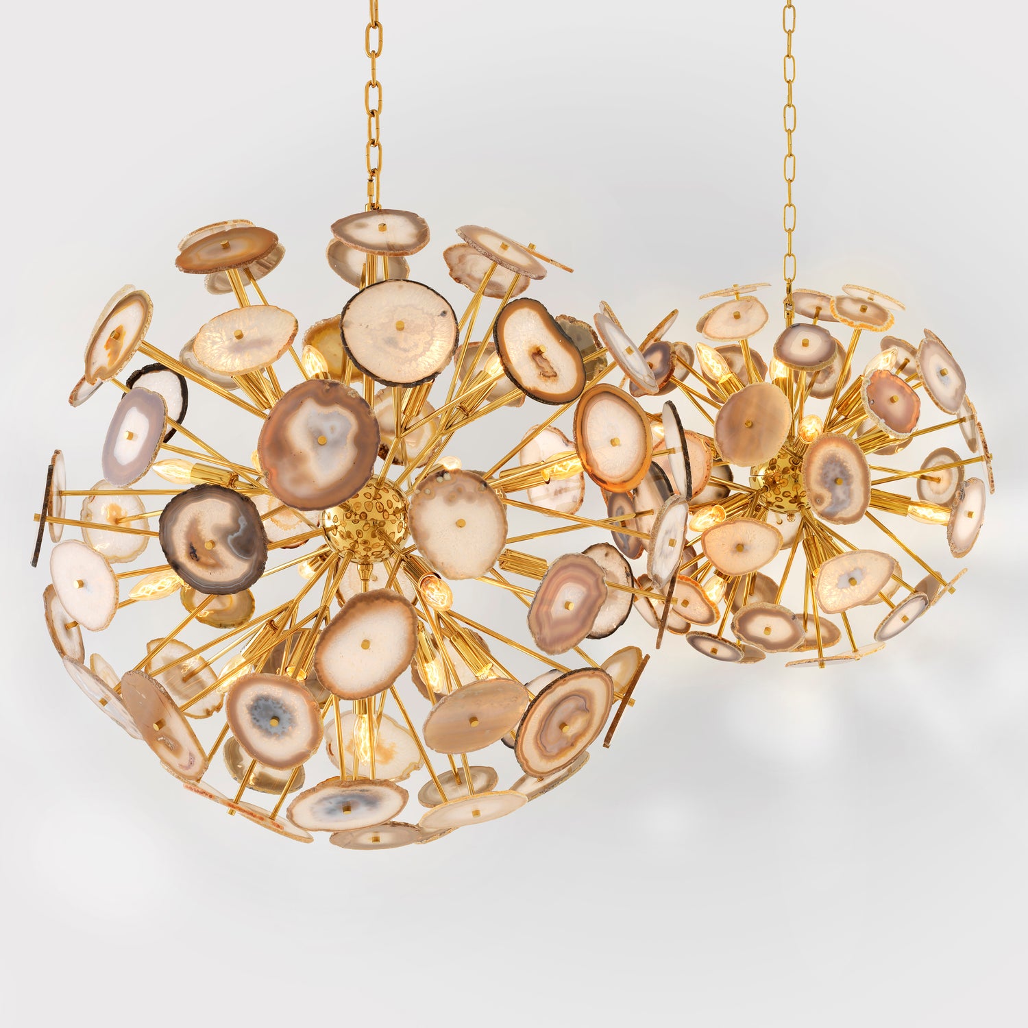 Chandelier Branquinho L gold finish agate pcs