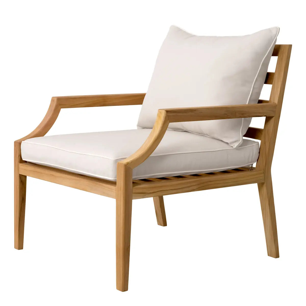 Outdoor Chair Hera natural teak flores off-white