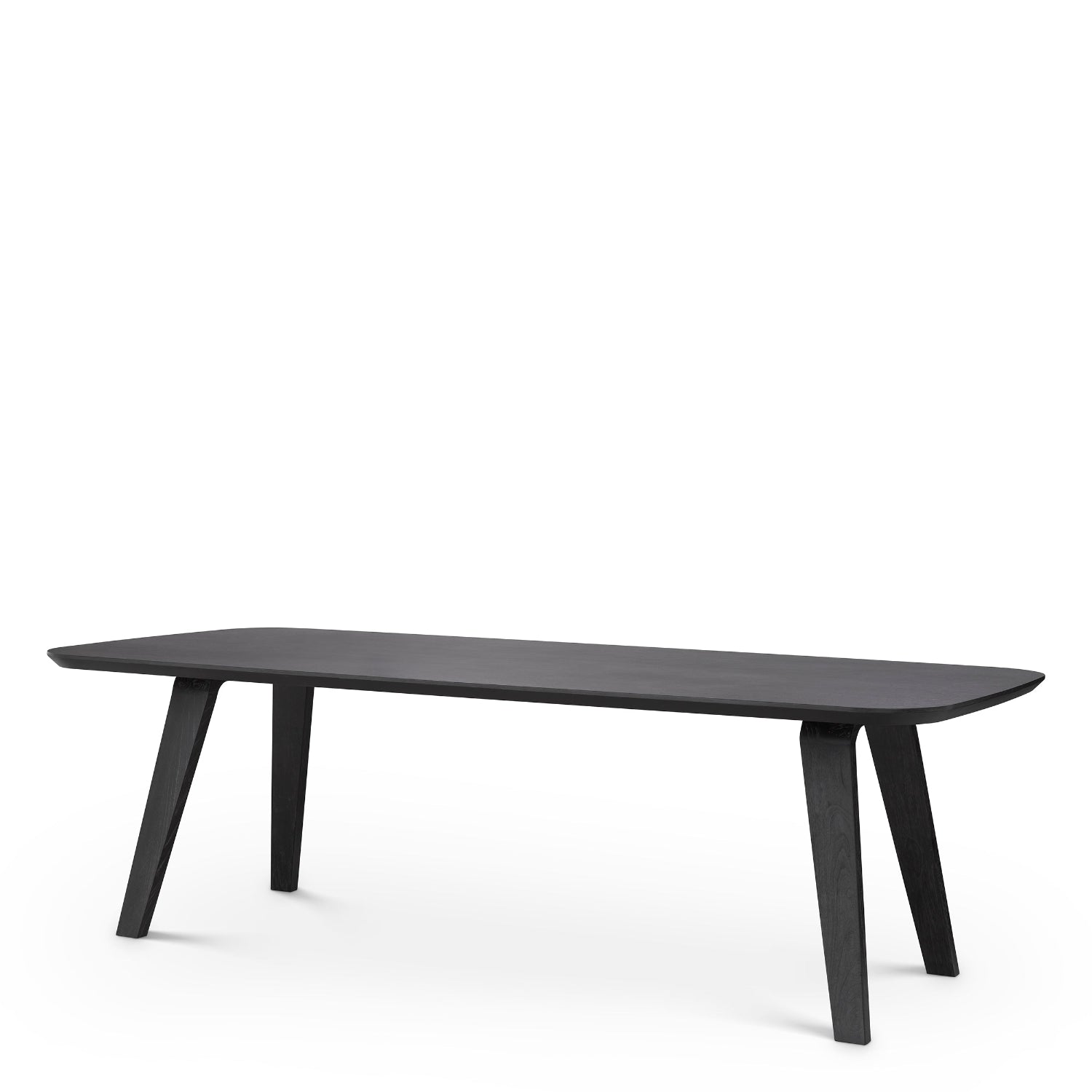 Black dining table on a white background