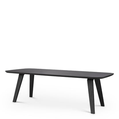Black dining table on a white background