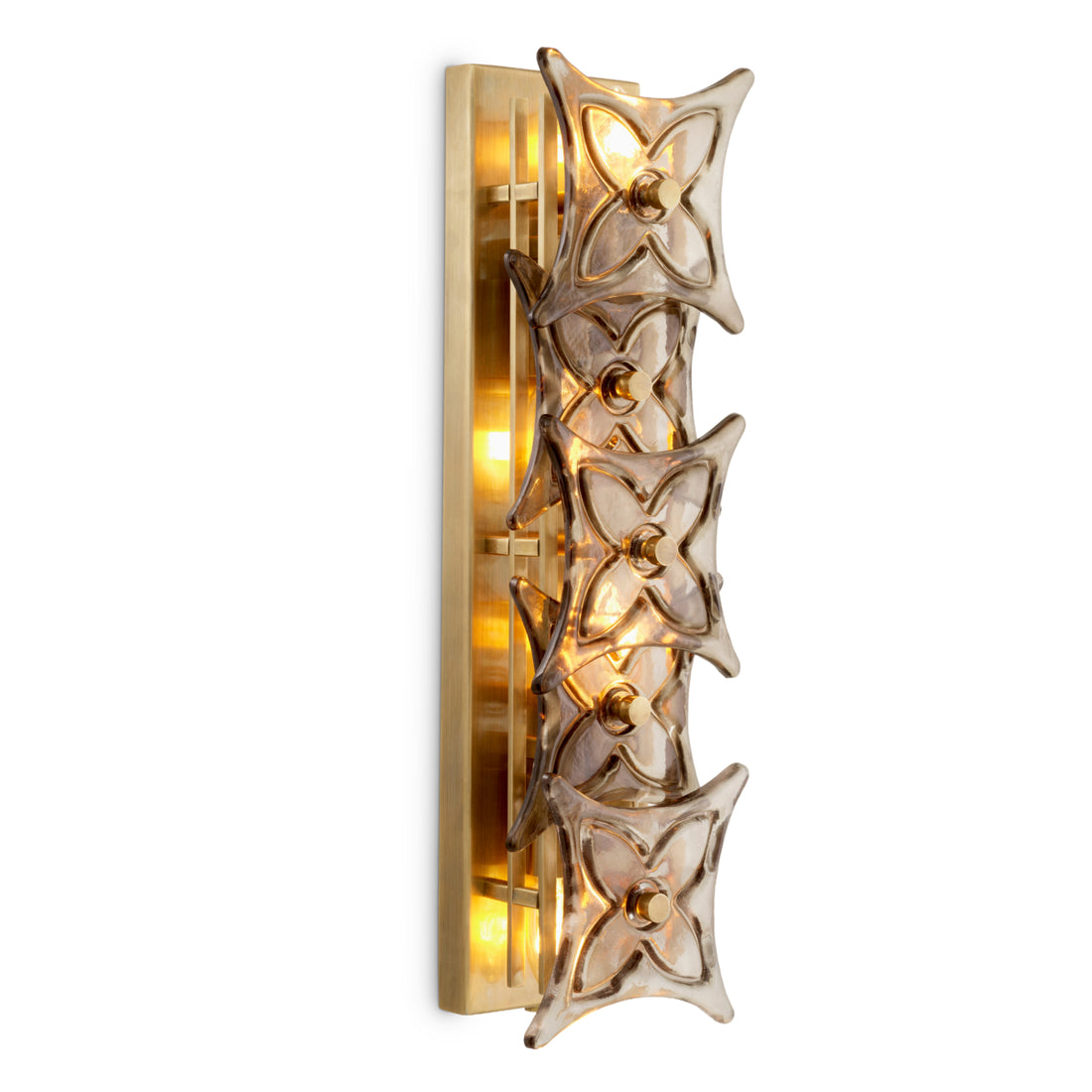 Wall Lamp Silvaris vintage brass finish smoke glass
