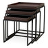Side Table Léonard faux leather dark brown black finish set of 3