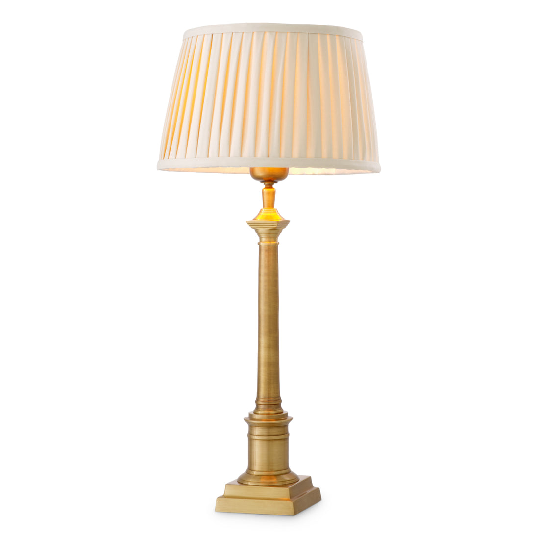 Table Lamp Cologne S antique brass finish incl pleated beige shade