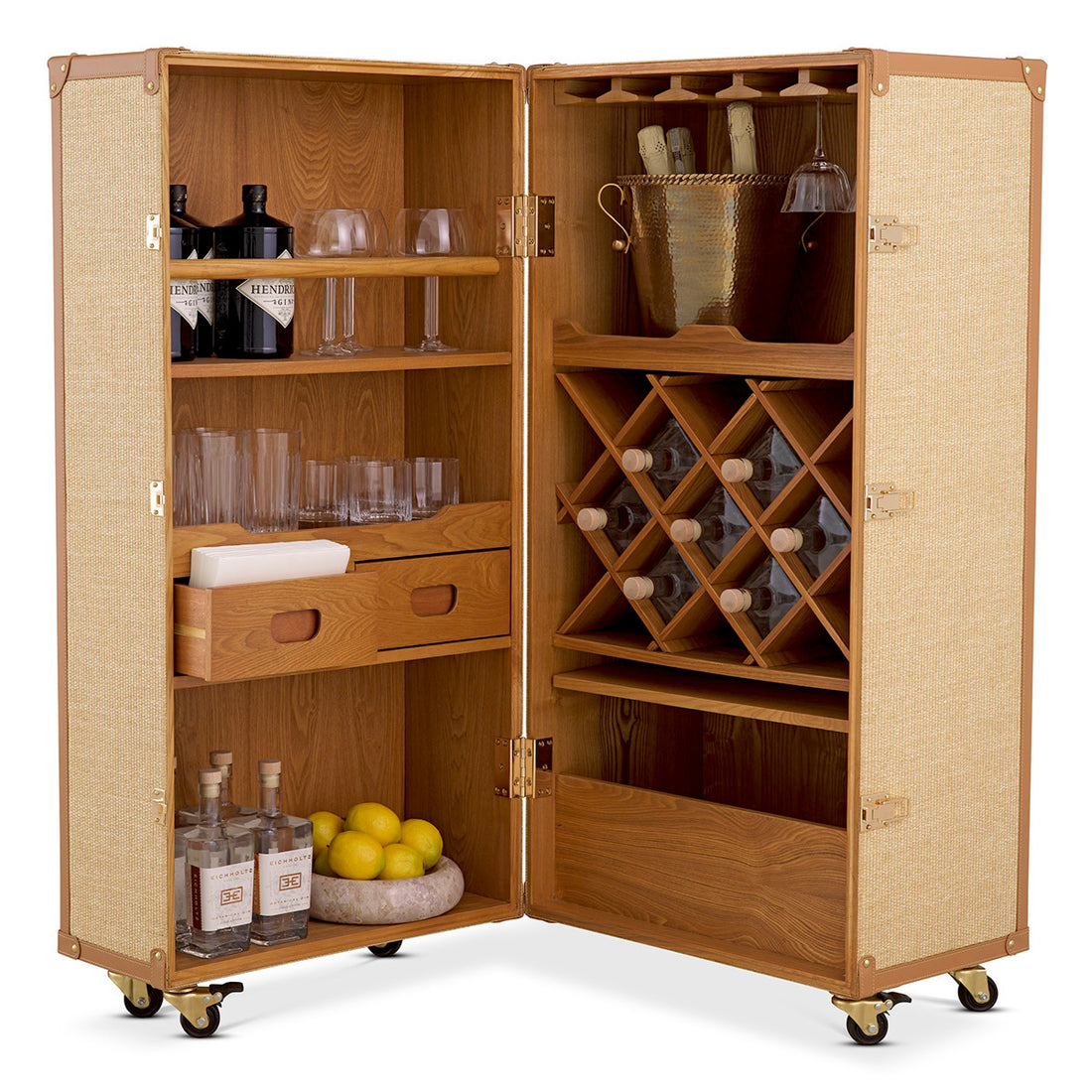 Wine Cabinet Martini Bianco rattan look