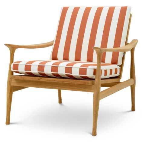 Outdoor Chair Manzo natural teak florent orange incl cushions