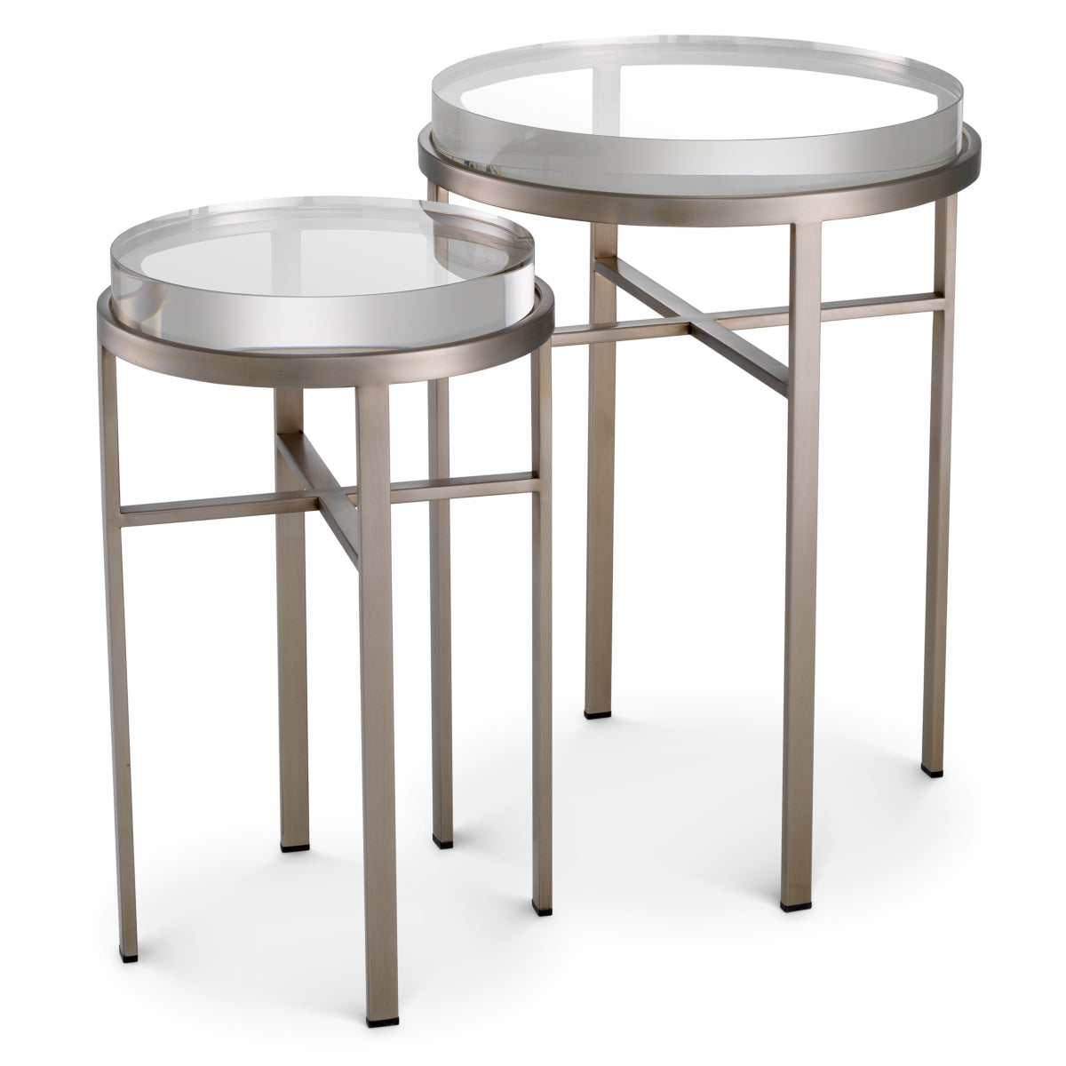 Side Table Hoxton brushed steel finish set of 2