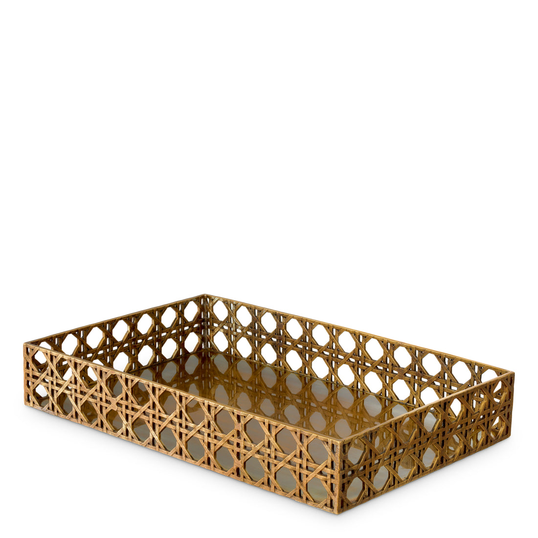 Tray Dameron rectangular vintage brass finish