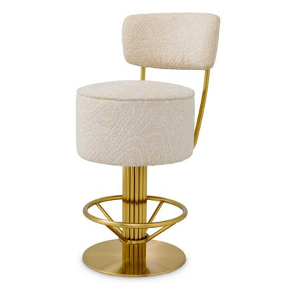 Counter Stool Carleton with back camari cream brushed brass finish