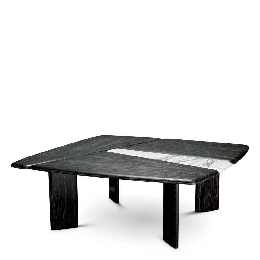 Coffee Table Brinton charcoal grey crown solid wood white marble