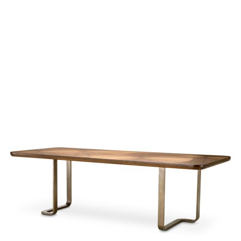 Dining Table Rucello light walnut veneer bronze finish