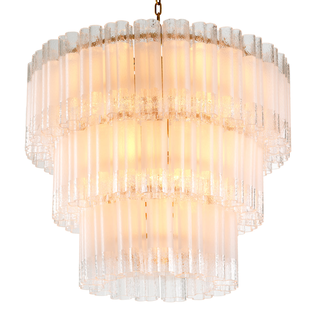 Chandelier Denton L antique brass finish frosted glass