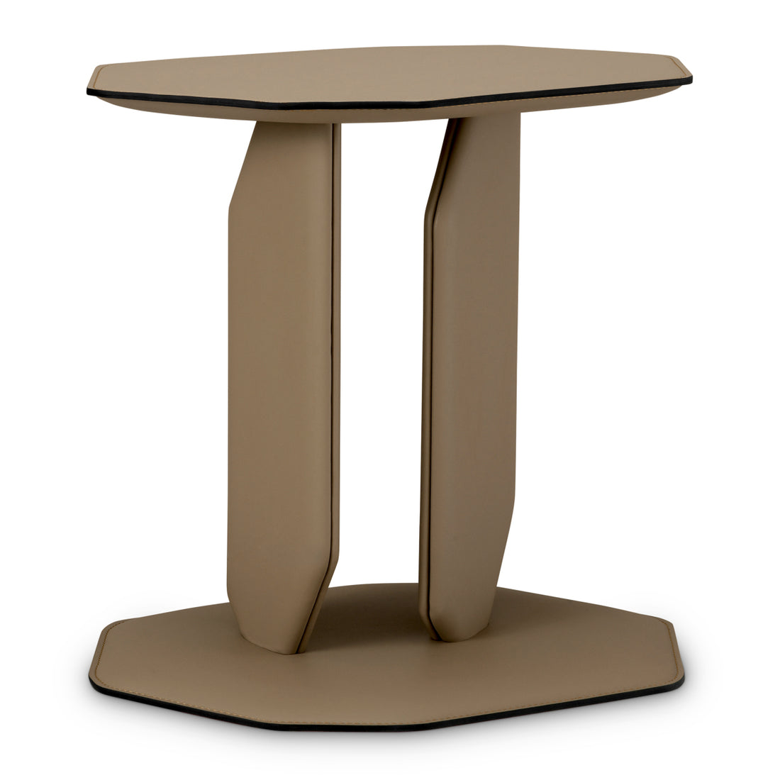 Side Table Maurizio faux leather brown