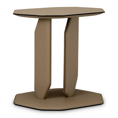 Side Table Maurizio faux leather brown