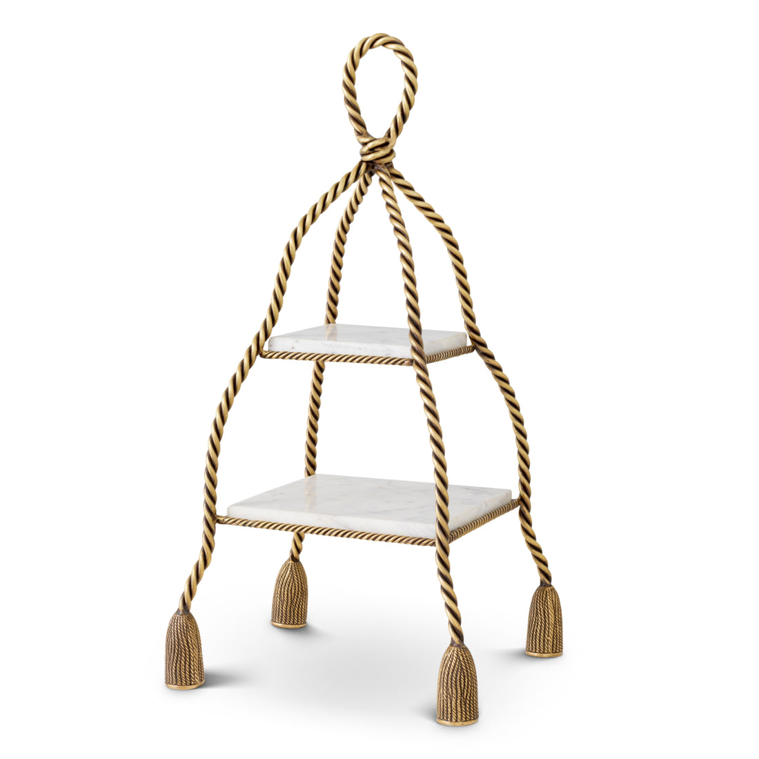 Cake Stand Vanelle vintage brass finish white marble
