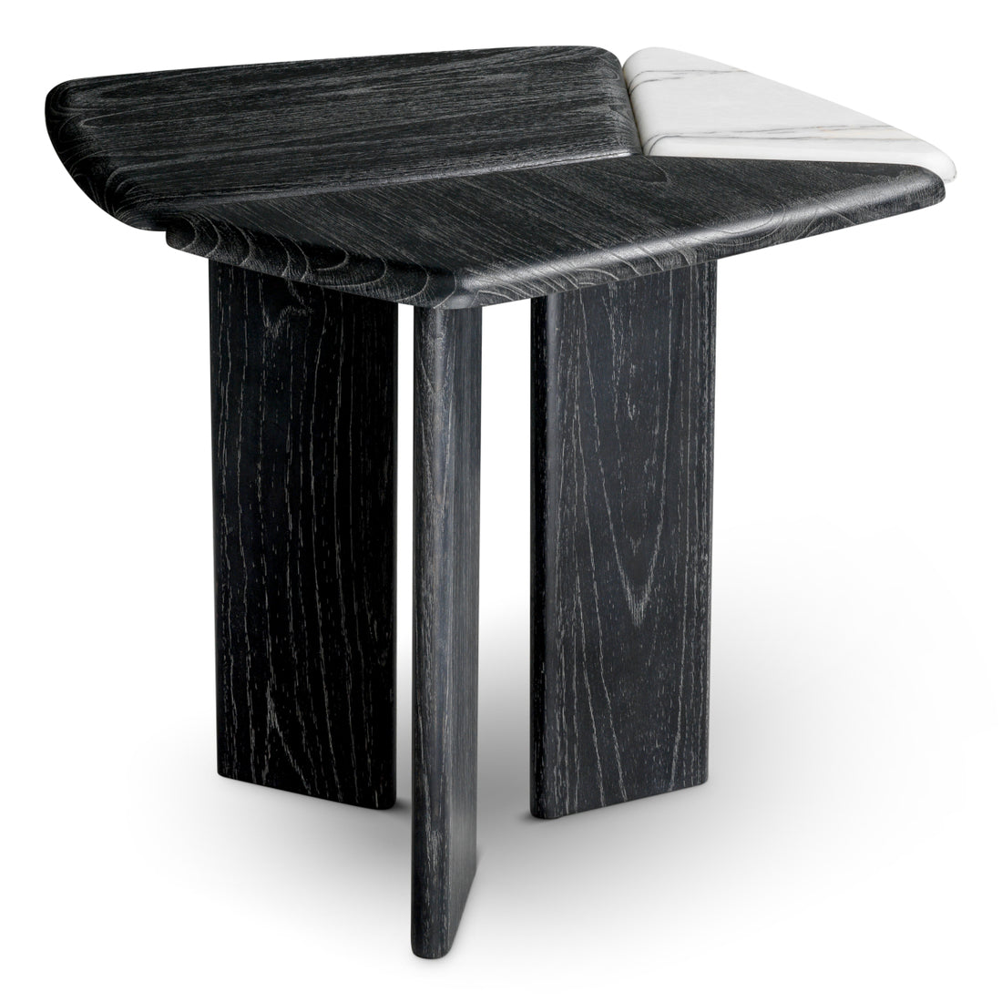 Side Table Brinton charcoal grey crown solid wood white marble
