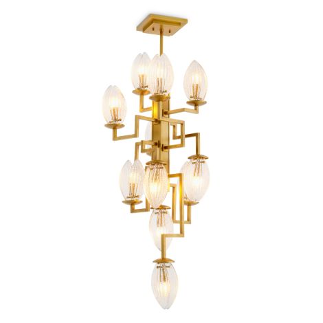 CDJ Chandelier Persephone antique brass finish clear glass