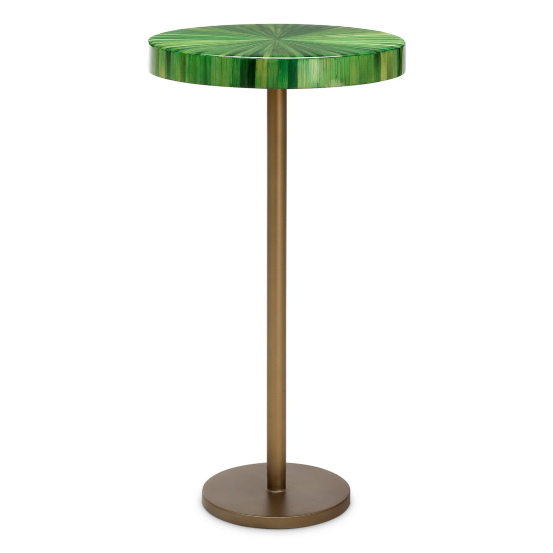 Side Table Albany antique brass finish straw marquetry green
