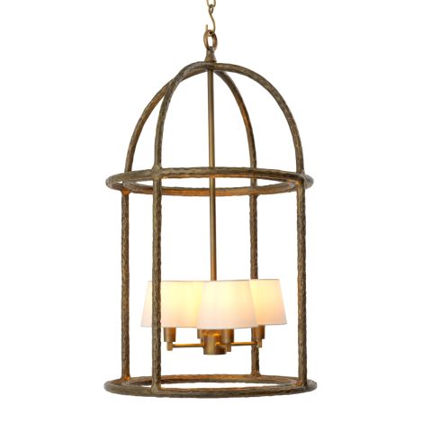 Pendant Montrose vintage brass finish incl white shades