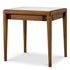 Side Table Hensley square mahogany wood caramel finish beige marble