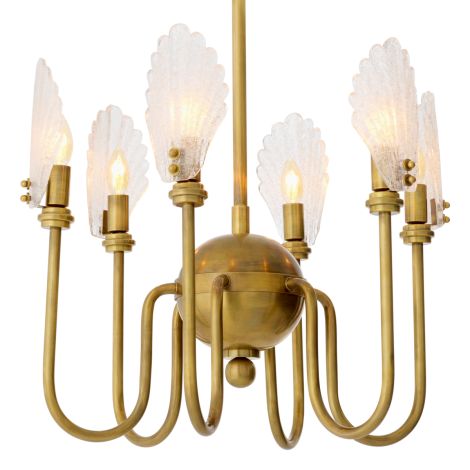 CDJ Chandelier Isabelle vintage brass finish handmade glass