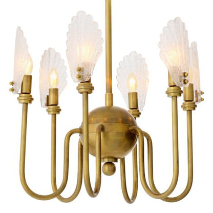 CDJ Chandelier Isabelle vintage brass finish handmade glass