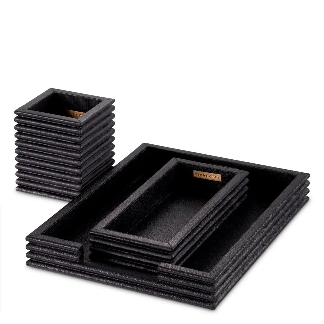 Desk Set Elvane black leather set of 3