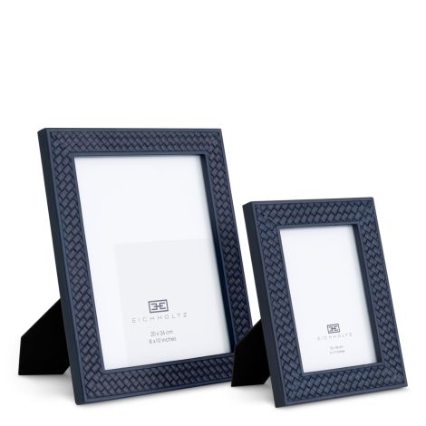 Picture Frame Nivo blue leather set of 2