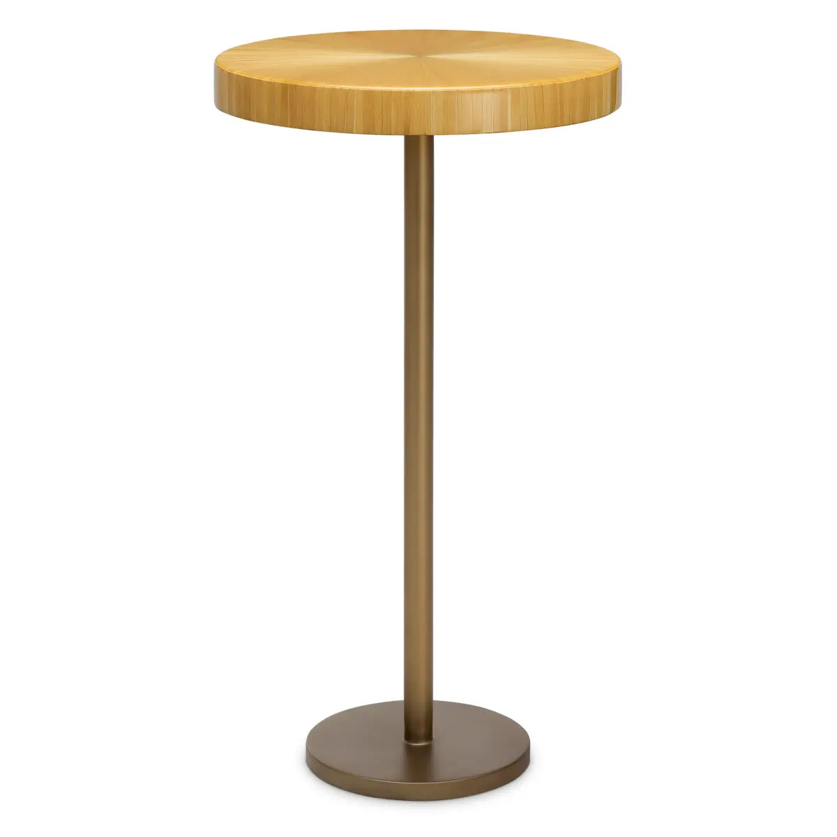 Side Table Albany antique brass finish straw marquetry natural