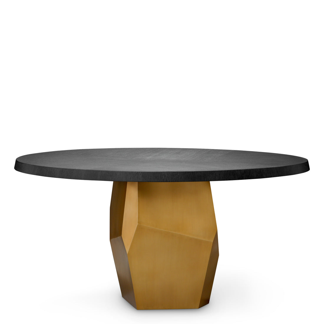 Dining Table Caldor charcoal grey oak veneer brushed brass finish