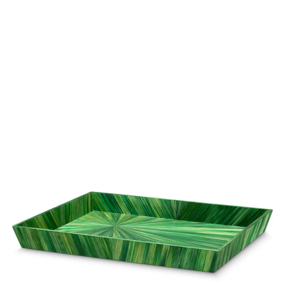 Desk Tray Harvard L straw marquetry green