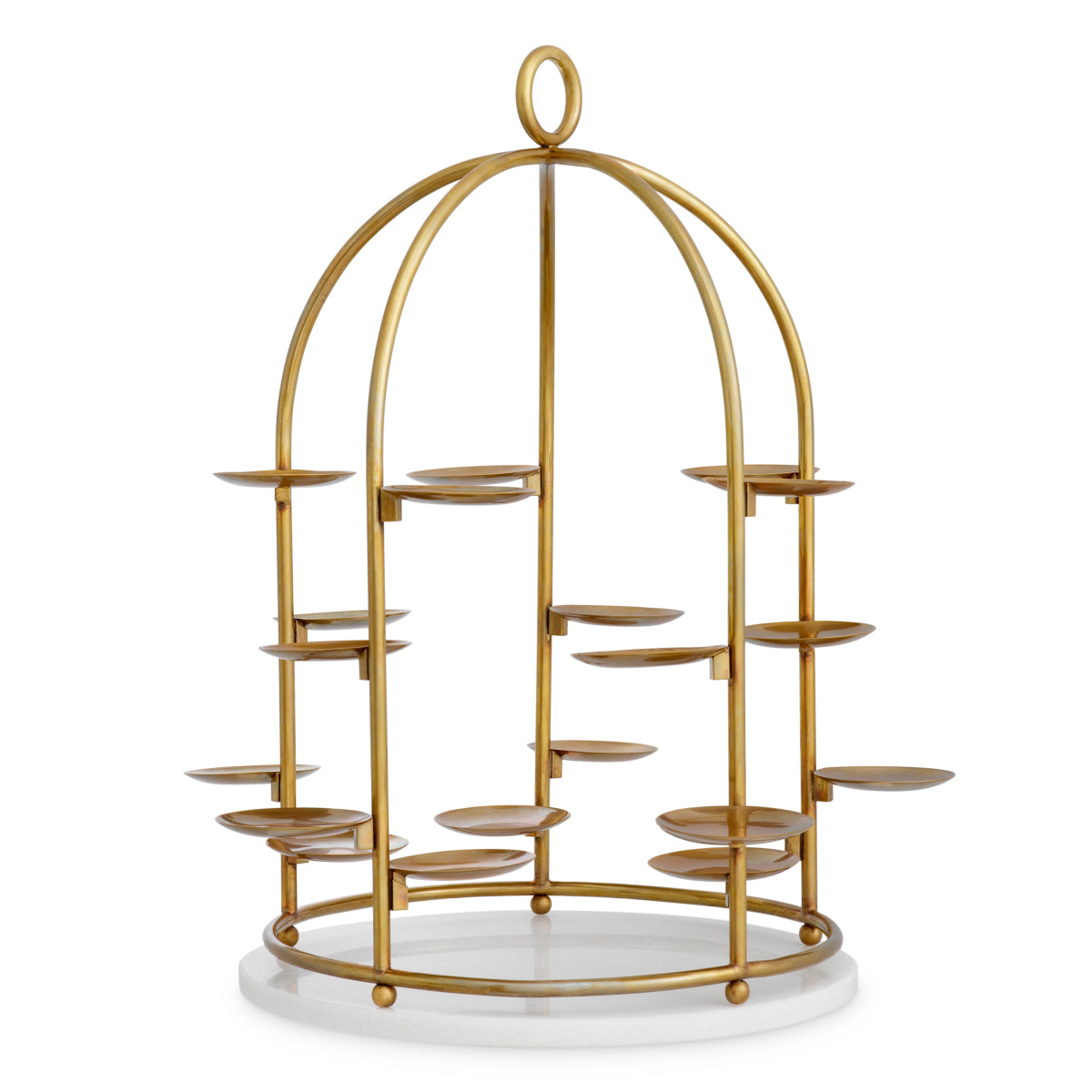 Cake Stand Alturo vintage brass finish white marble