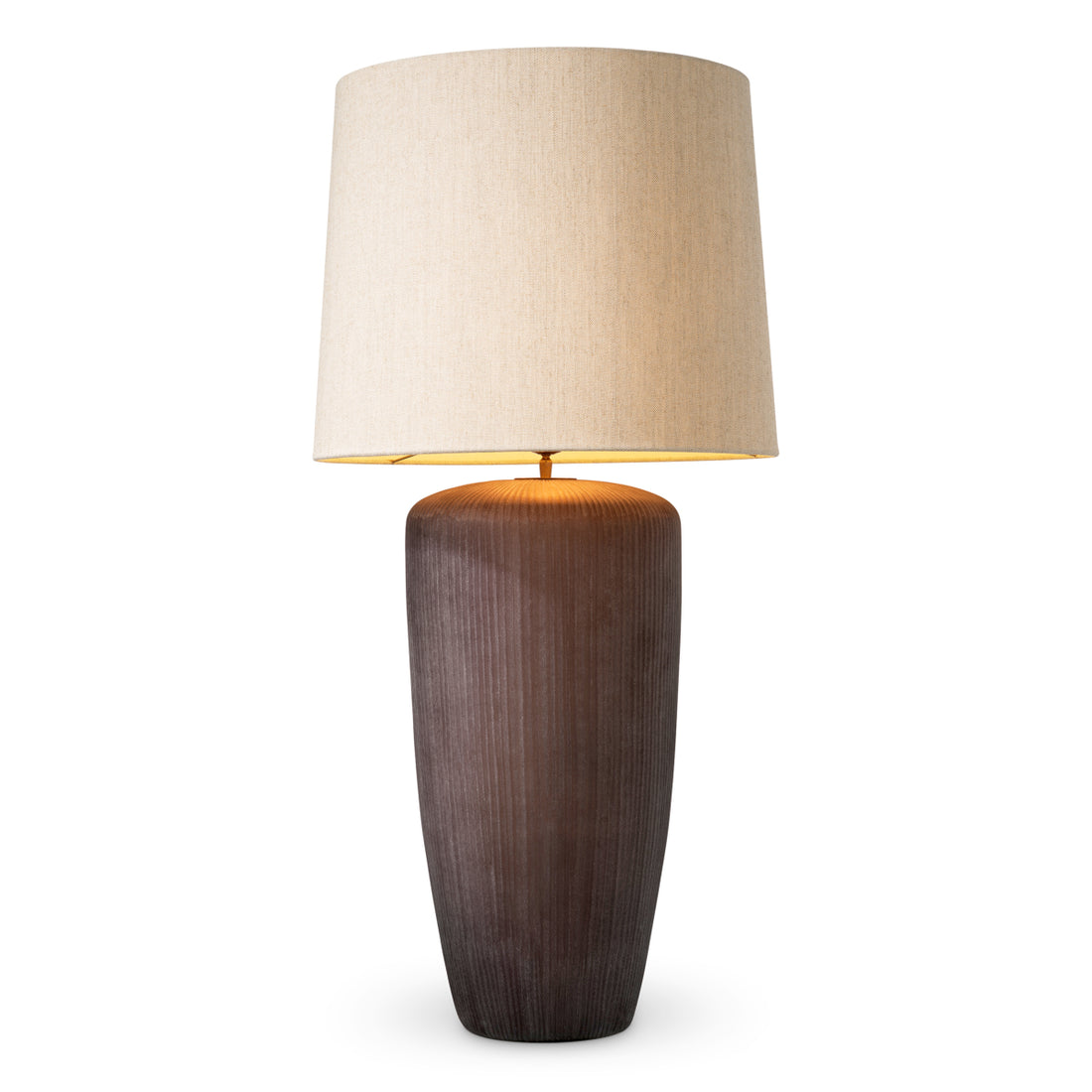 Table Lamp Isandro stone finish glass incl shade