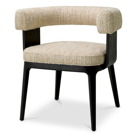 Dining Chair Dubois black oak veneer bouclé sonata cream