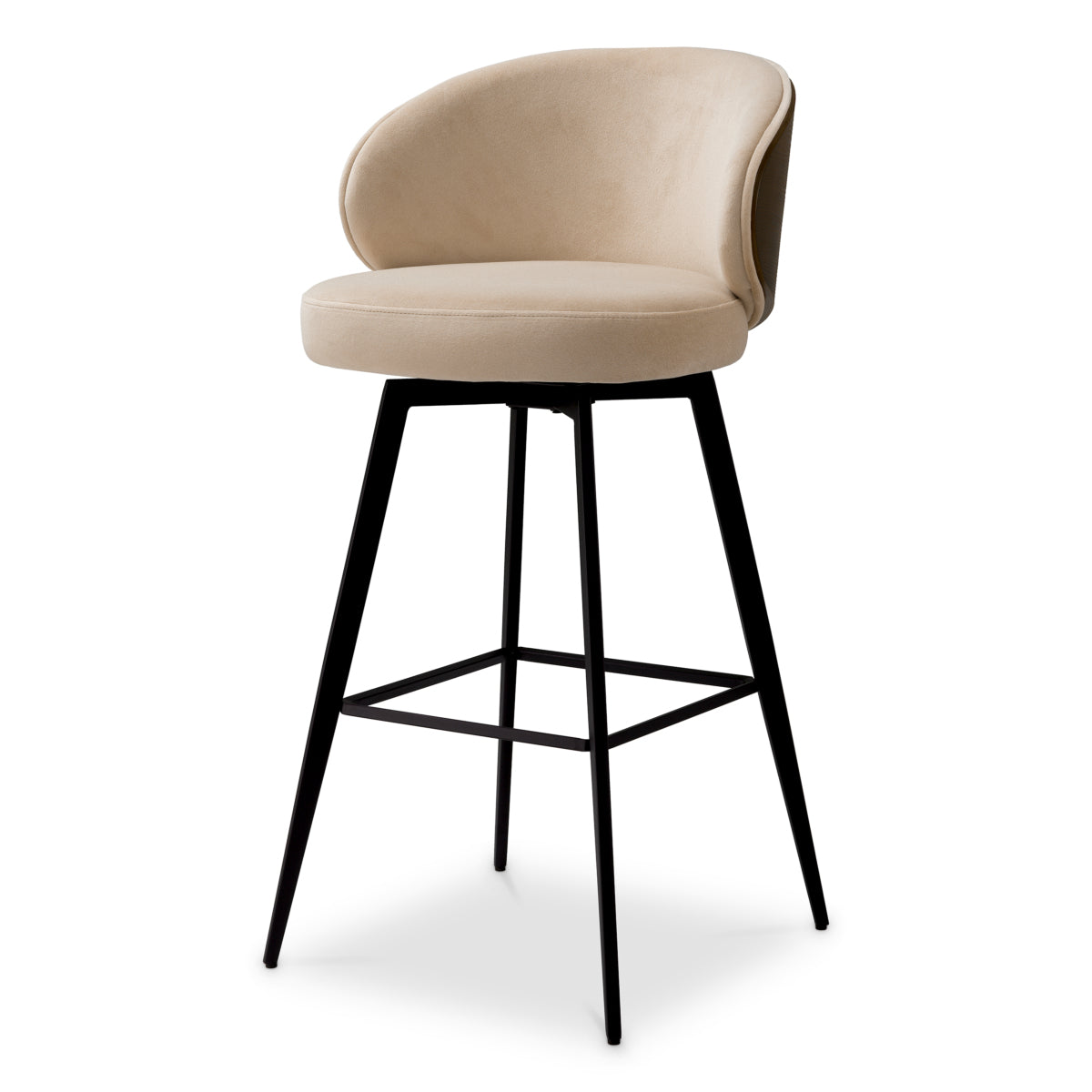 Bar Stool Camerota walnut veneer sabino beige