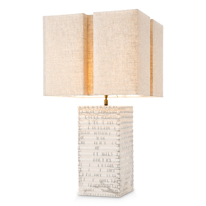 Table Lamp Division raku ceramic crackled white incl shade