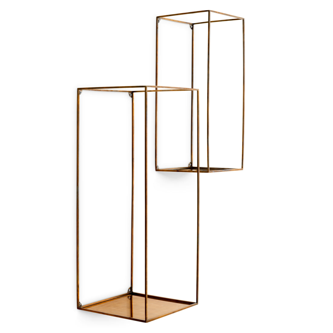 Wall Rack Deco rectangular vintage brass finish set of 2