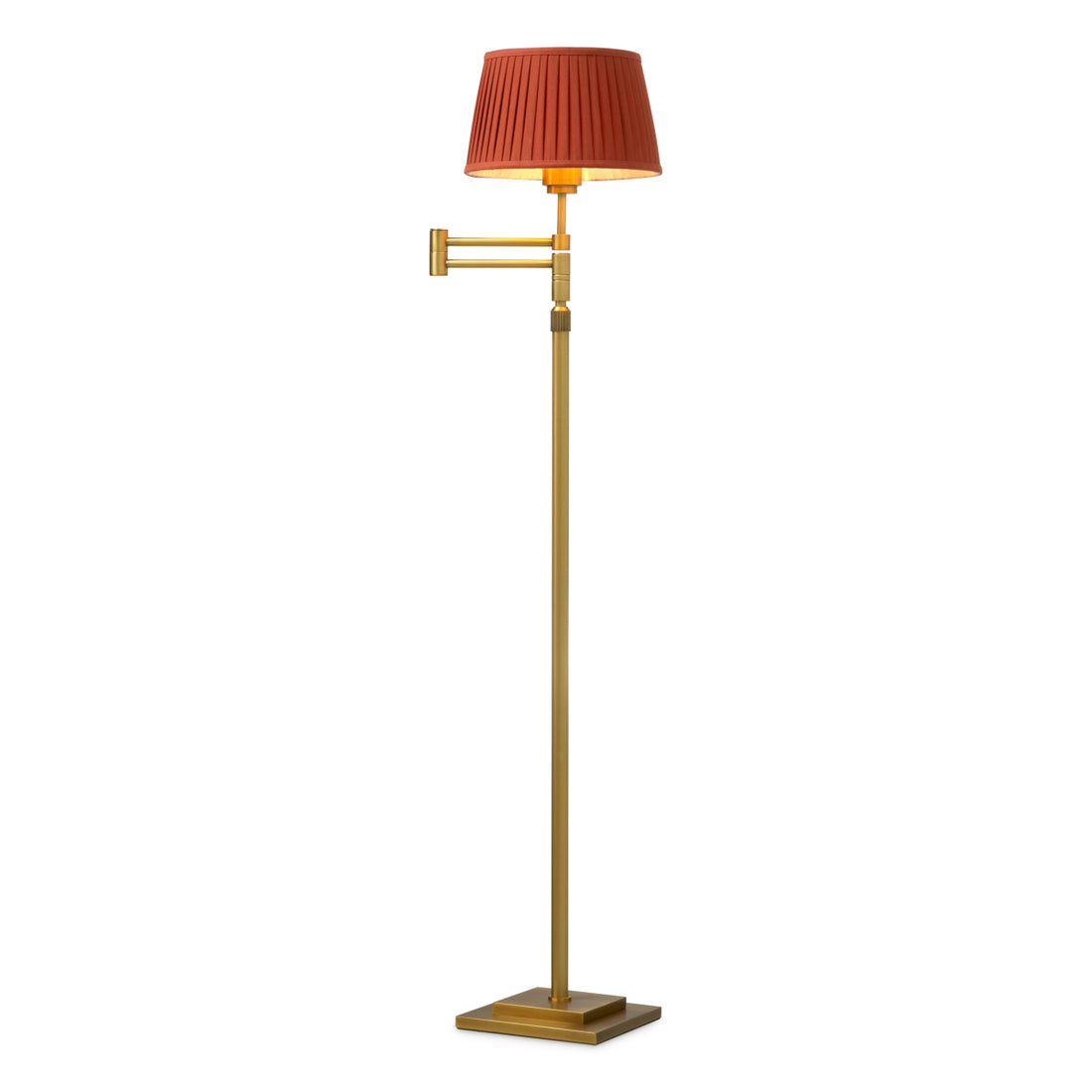 Floor Lamp Corbin antique brass finish incl orange pleated shade