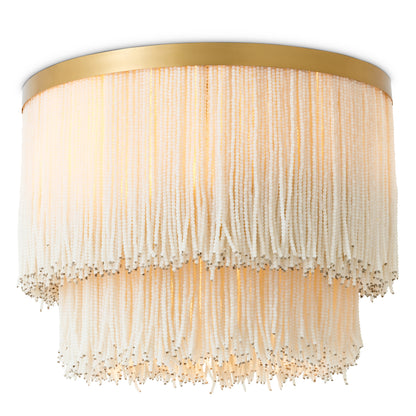 Ceiling Lamp Rosaline vintage brass finish off-white beads