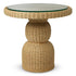Dining Table Tiago round natural rattan incl glass top