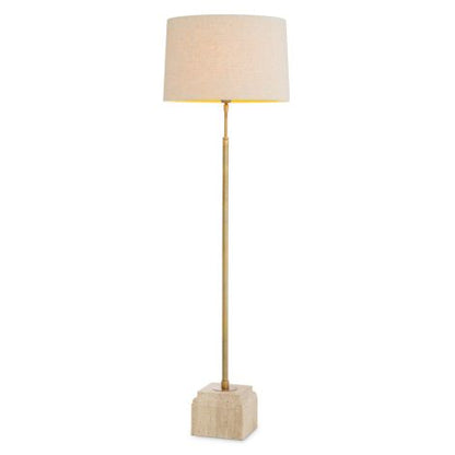 Floor Lamp Rialta travertine vintage brass finish incl shade
