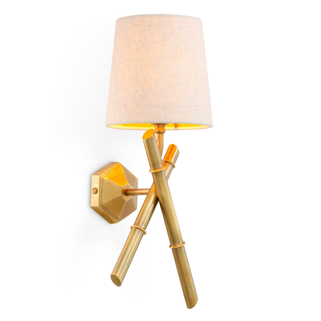 Wall Lamp Aveline vintage brass finish incl linen shade