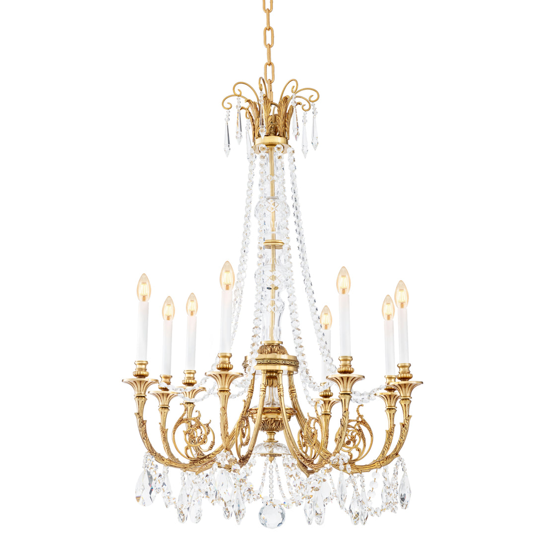 Chandelier Duvaux antique gold finish