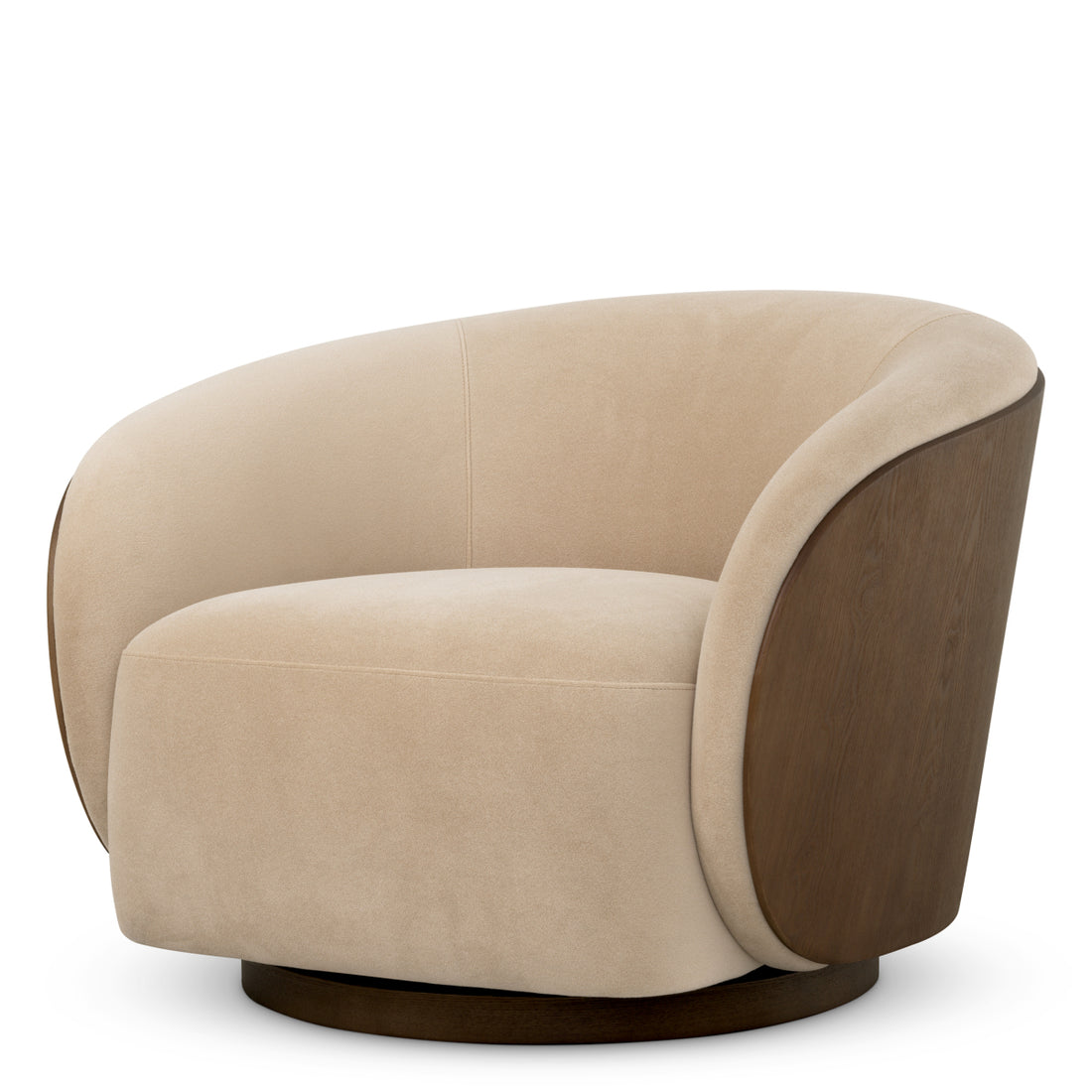Swivel Chair Camerota walnut finish sabino beige