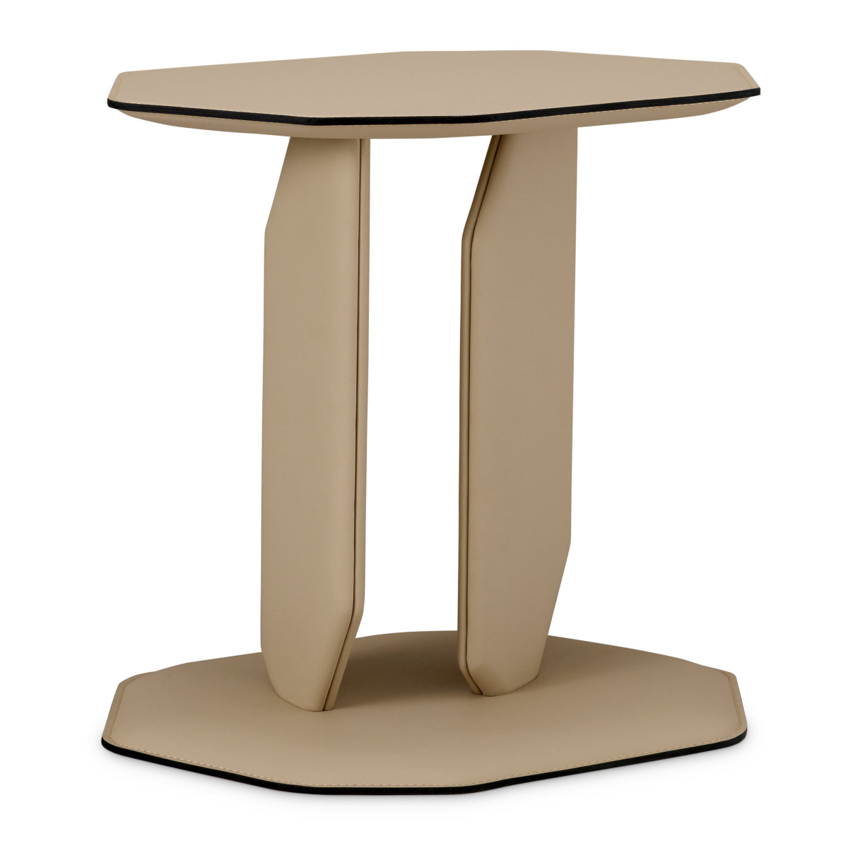 Side Table Maurizio faux leather light brown